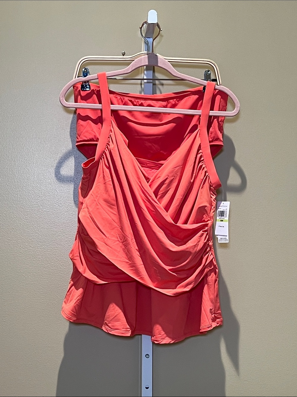 Jantzen Coral-Orange Draped V-Neck Tank 2 pc